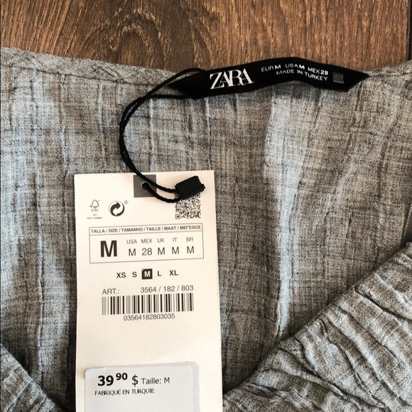 NWT Zara Cropped Ruffled Gray Top Size M - Picture 10 of 13